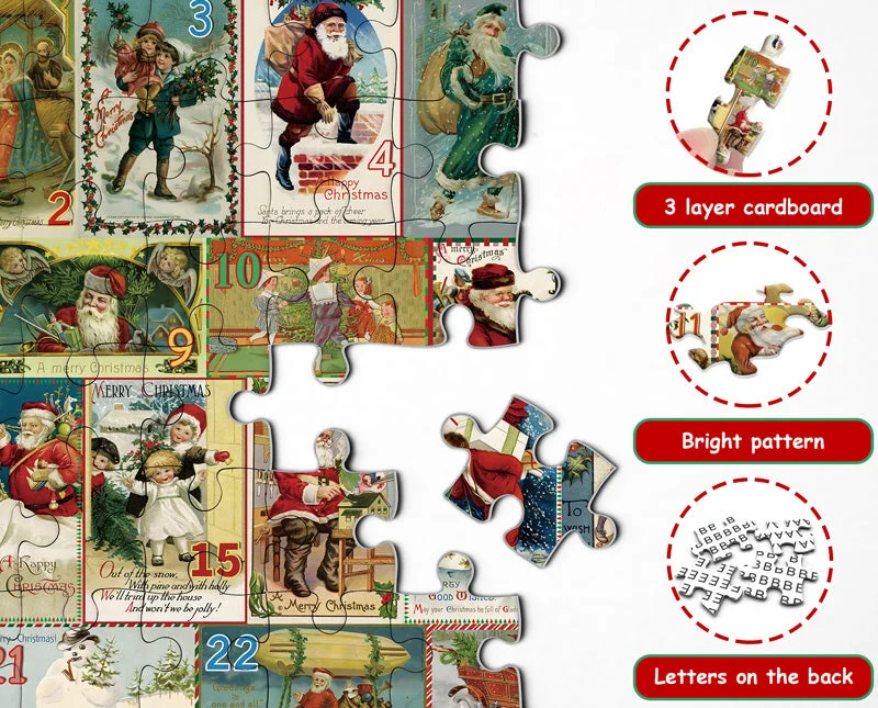  Christmas Postcards Advent Calendar Jigsaw Puzzle 1000 Pieces