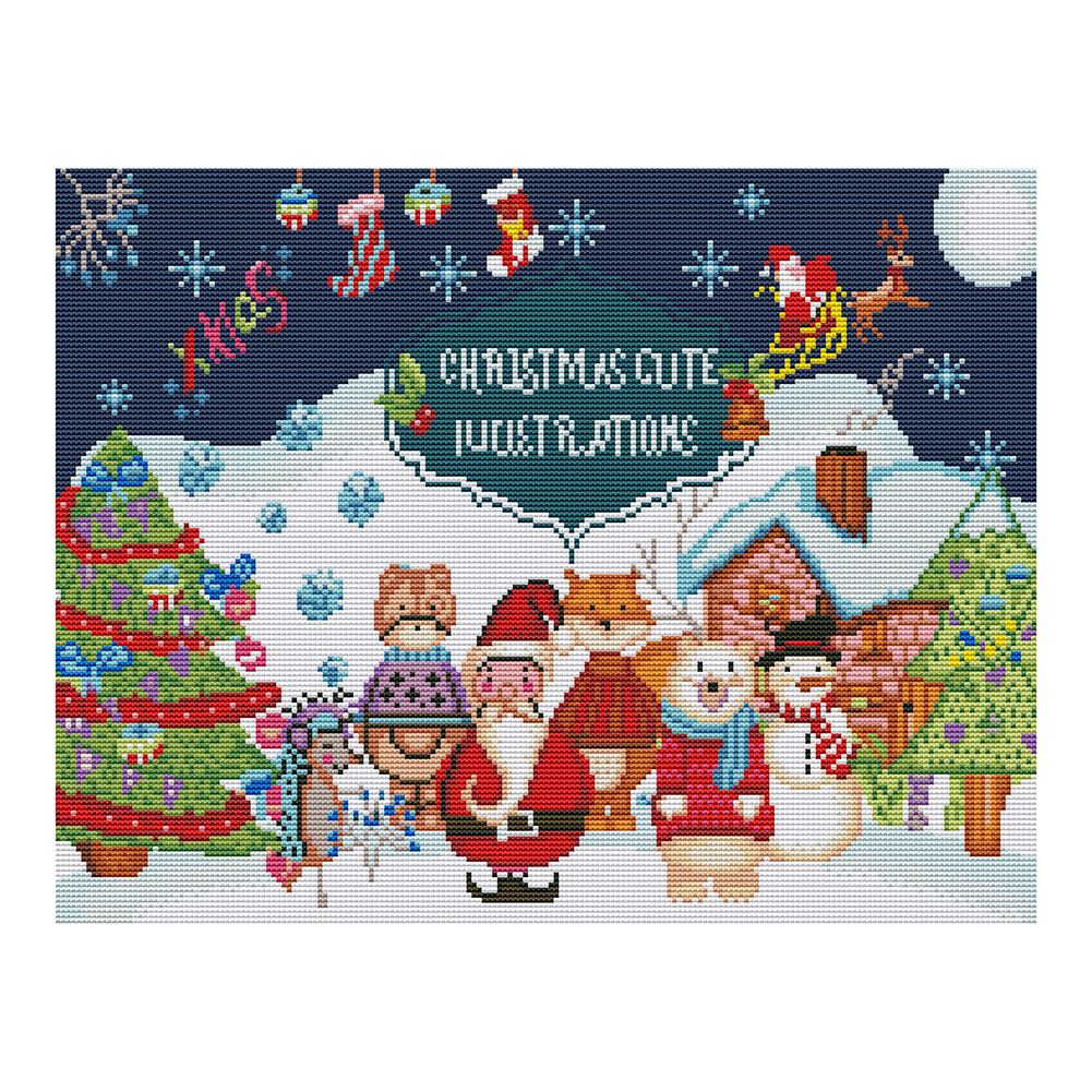 

Merry Christmas - 11CT Stamped Cross Stitch - 50*40CM, 501 Original