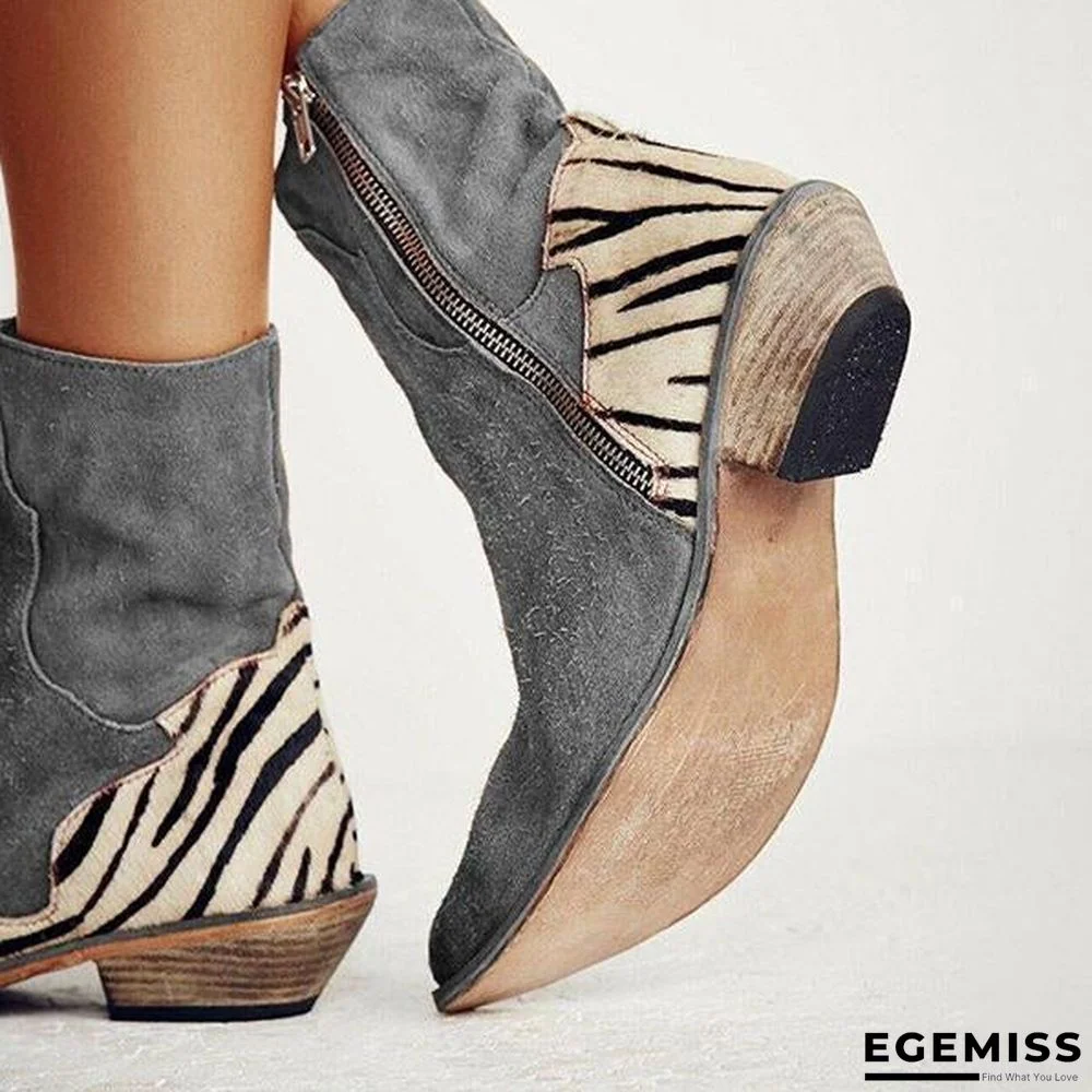 Casual Pointed Toe Zebra-Striped Boots | EGEMISS