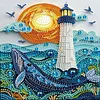 Lighthouse and Whale Special Shaped 5D DIY Partial Drill Diamond Painting Kits for Adults Beginners Home Decor Diamonds Dots Gem Art Kits Diamond Art Kit 11.81 X11.81inch