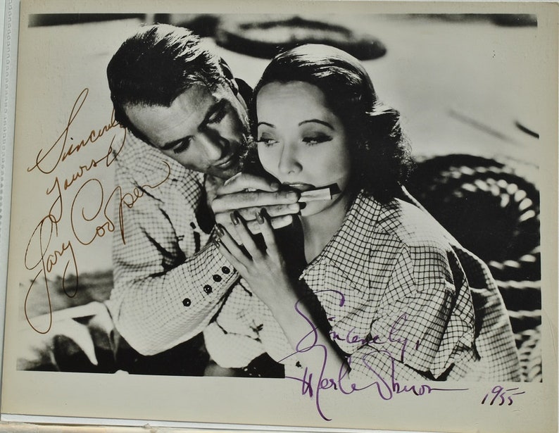 GARY COOPER & MERLE Oberon Cast Signed Photo Poster painting X2 The Cowboy and the Lady wcoa