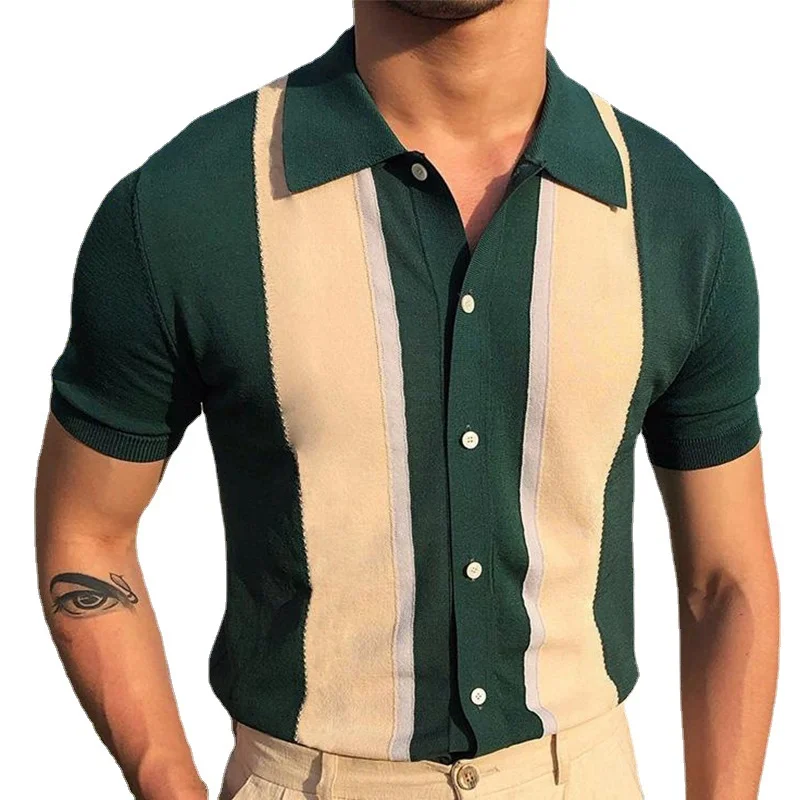 Uveng Uveng Men's Wear Clip-Colored T-Shirt Single-Dcupy Knitted Short-Sleeved POLO Shirt SY0094