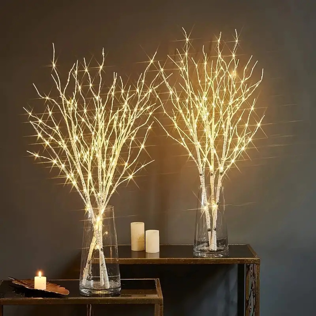 Tegooe Battery-Operated LED White Birch Branch Lights - 28 Inch Twig Decor