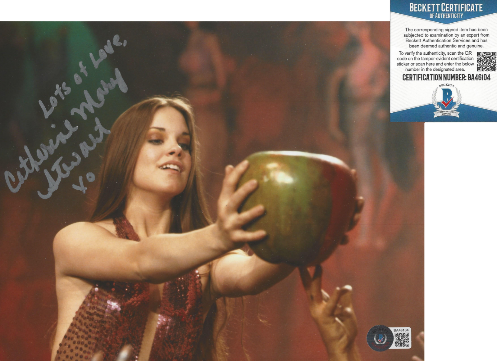 CATHERINE MARY STEWART SIGNED 'THE APPLE' 8x10 Photo Poster painting ACTRESS BECKETT COA BAS