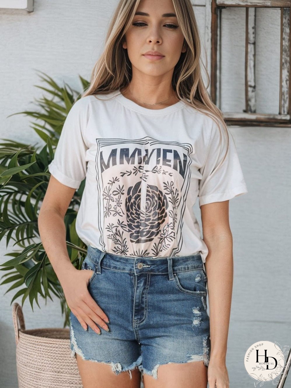 Sky Blue Distressed Denim Shorts with Raw Hem