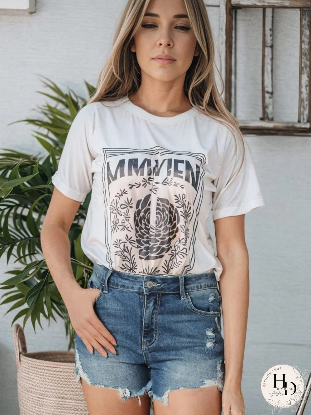 Sky Blue Distressed Denim Shorts with Raw Hem