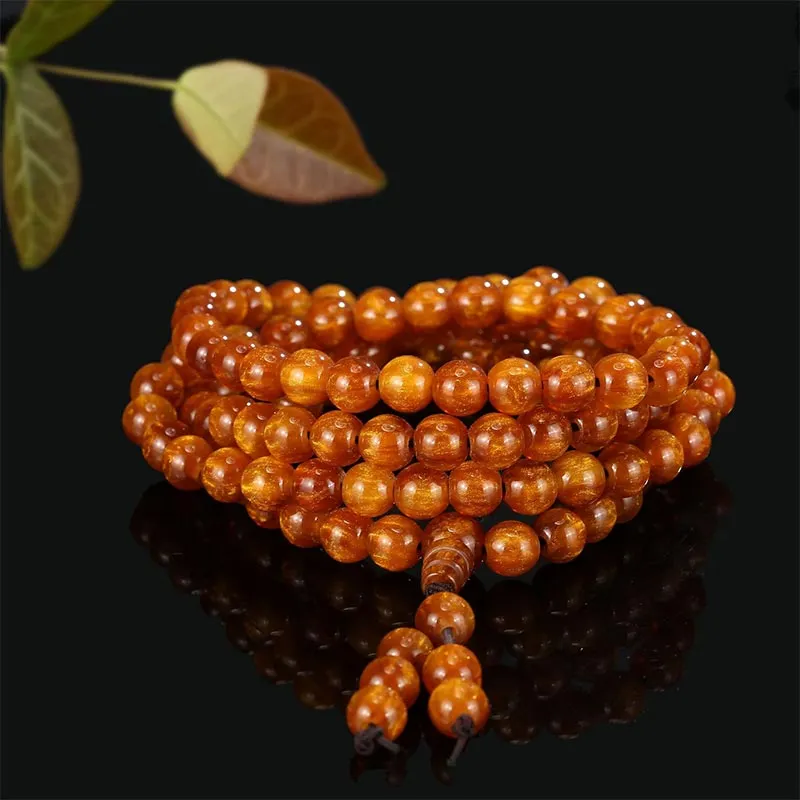 108 Beads Golden Sea Willow Mala Prosperity Necklace Bracelet