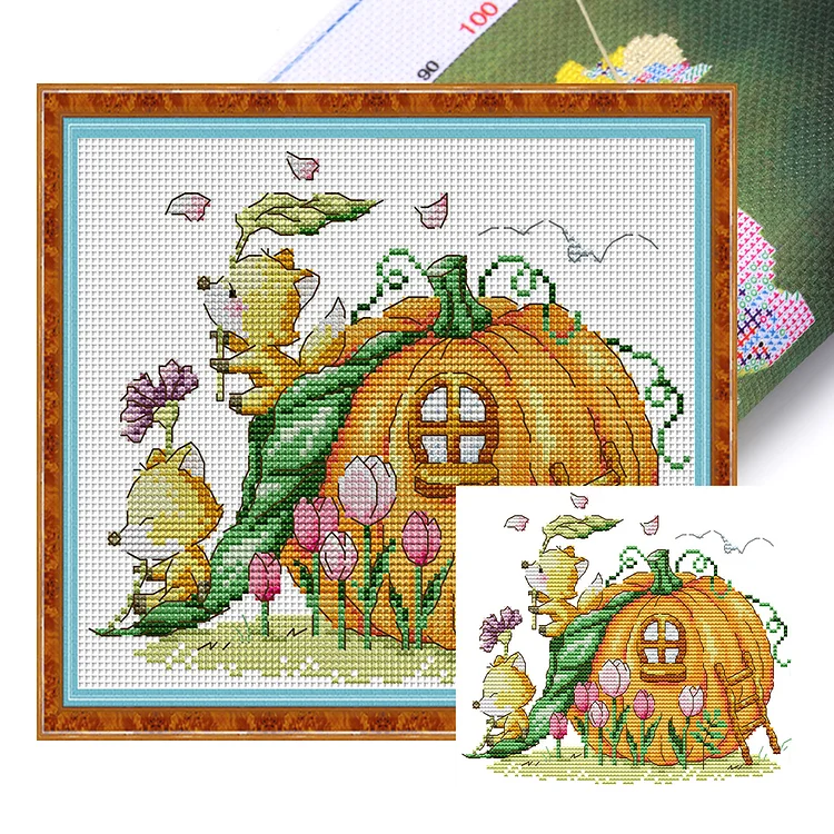 Joy Sunday-Paradise In Forest - 16CT 2 Strands Threads Printed Cross Stitch Kit - 19*17cm(Canvas)