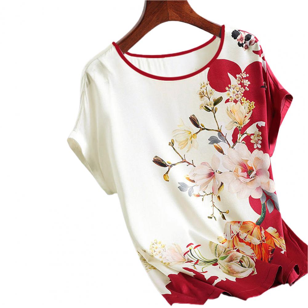Chatztokens Summer Fashion Pullover Ladies Chiffon Blouses Shirts Vintage Printed Casual Short Sleeve Women Tops