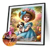 Diamond Painting-DIY Full Round Drill Girl And Dog