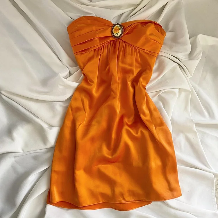 Orange Vintage Rose Elegant short Birthday Dress Party Dress Homecoming Dress Cocktail Dress