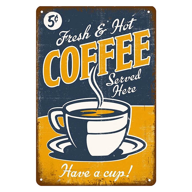 Coffee - Vintage Tin Signs/Wooden Signs - 7.9x11.8in & 11.8x15.7in
