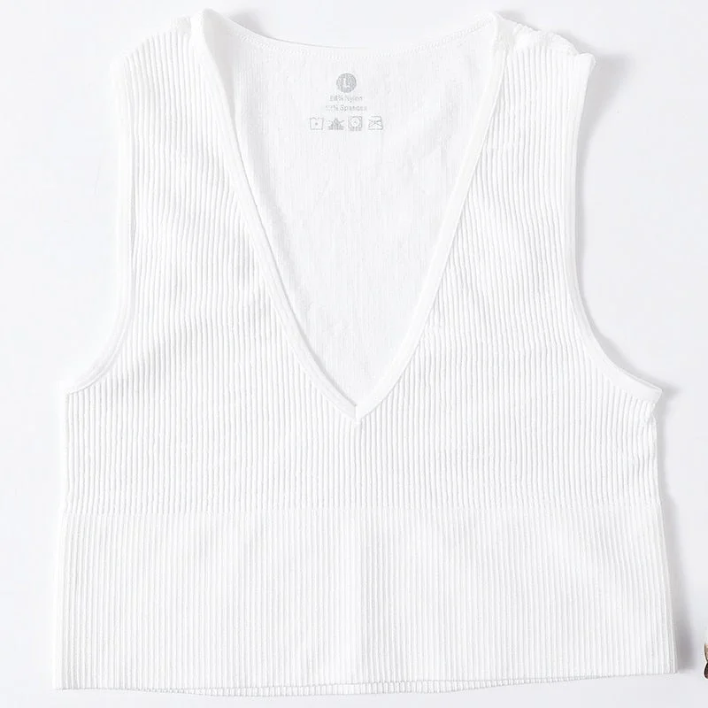 Sexy Women's Top Crop Top Female Seamless Underwear Tank Top Girls Summer Cami T-shirt Sexy Deep V Lingerie Sports Camisole