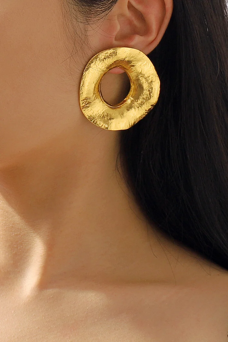 Vintage Gold Circle Irregular Geometric Earrings 2024 - Xpluswear