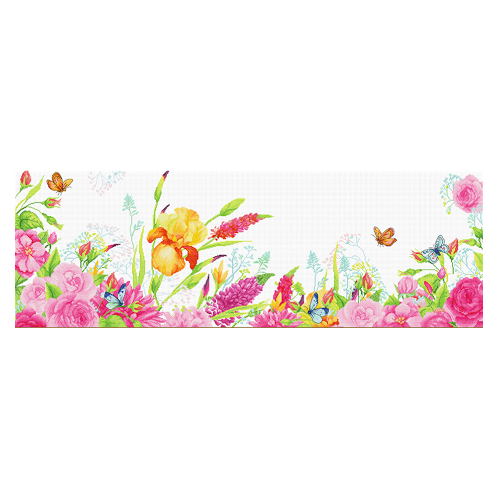 

Flowers - 11CT Stamped Cross Stitch - 150*57CM (Big Size), 501 Original