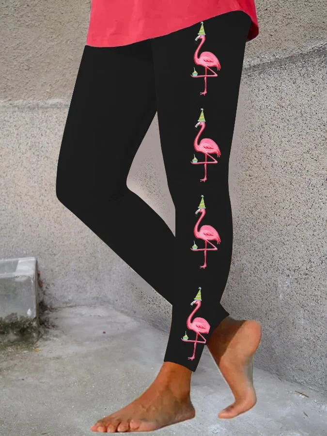 Women's Merry Christmas   Flamingo Fun Print Print Leggings