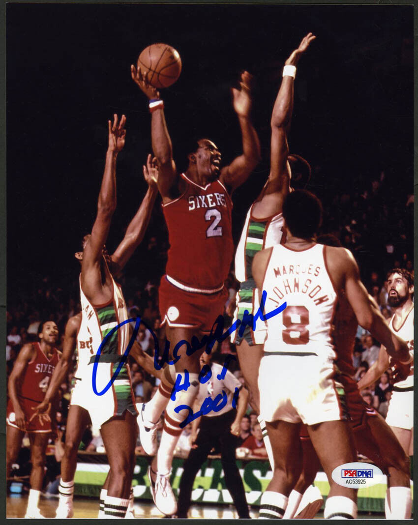 Moses Malone SIGNED 8x10 Photo Poster painting + HOF 2001 Philadelphia 76ers PSA/DNA AUTOGRAPHED