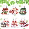 6 Pairs Double Sided Christmas Snowman Diamond Painting Earrings Jewelry