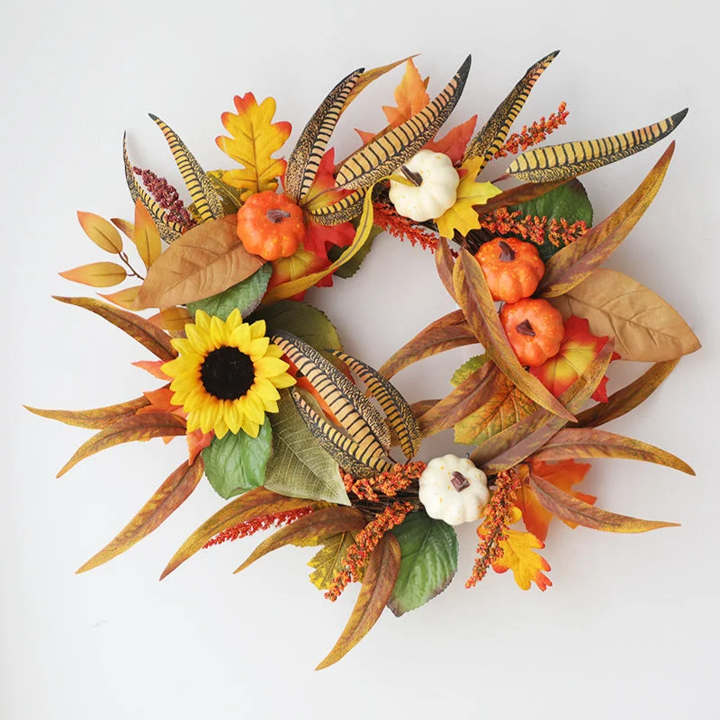 Maple Leaves And Pine Cones Pumpkin Wreath Outdoor Fall Wreath