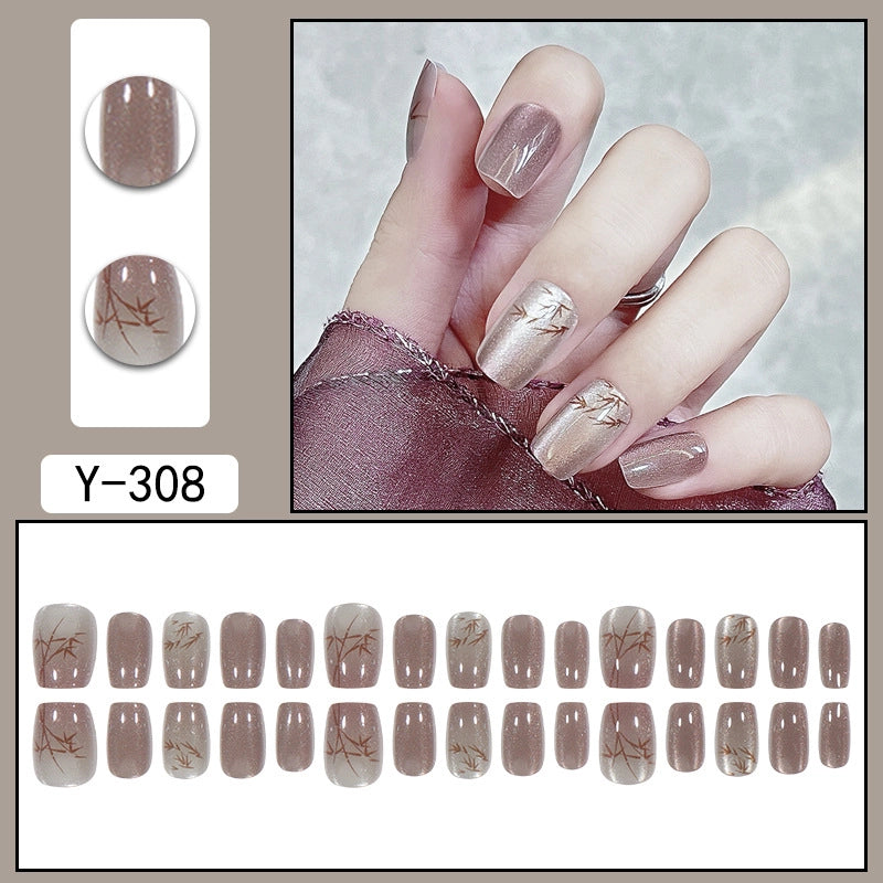 Sweet Color Block Heart Shape ABS Press-on Nails 1 Set