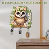(US Only)Wooden Special Shape Owl 3 Hooks Diamond Painting Hook Rail for Wall Cabinet