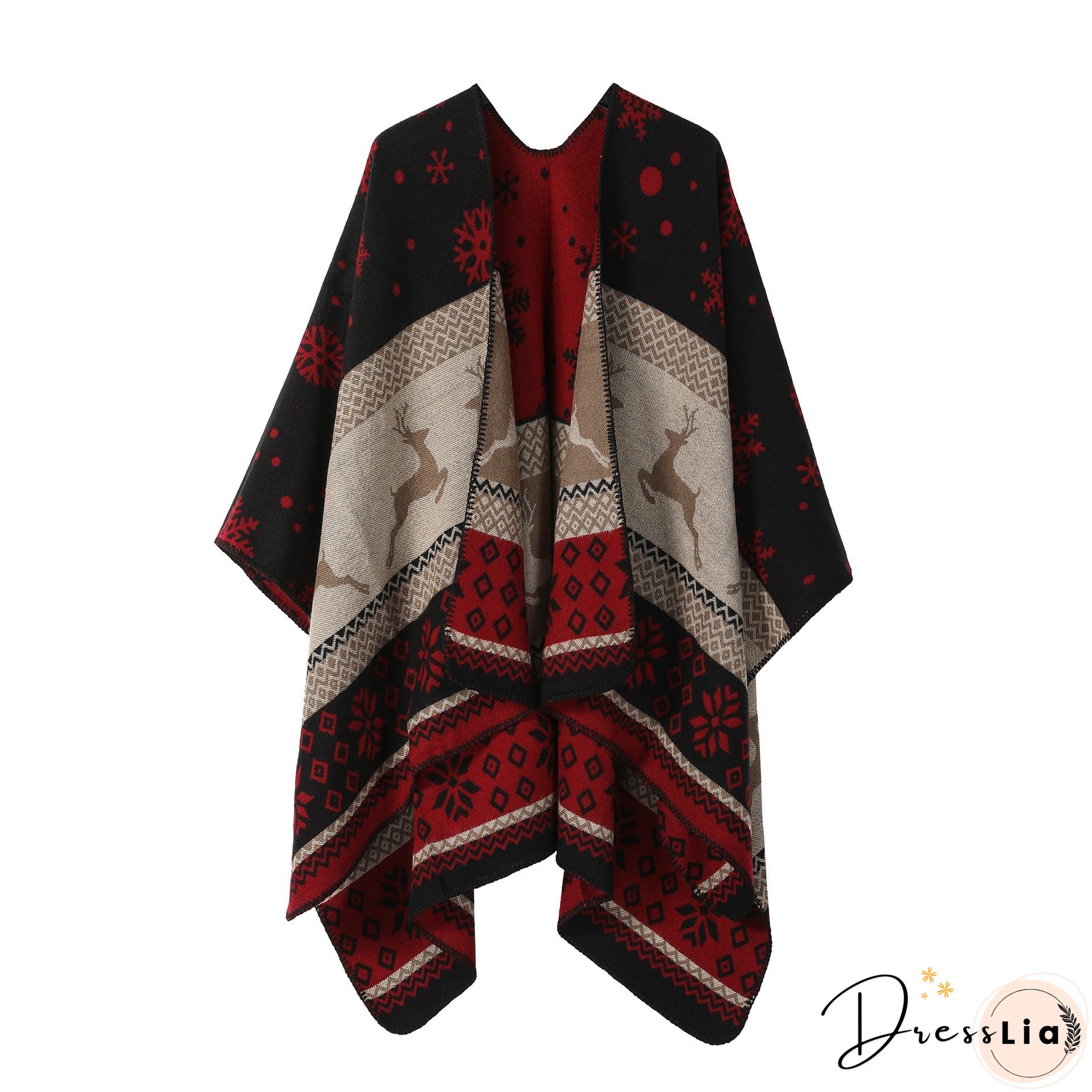 Ethnic style shawl, women's outfit, double-sided imitation cashmere scarf, blanket cape, autumn and winter Christmas day cape, thickened