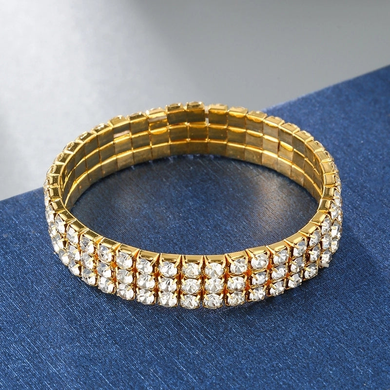 Minimalist Solid Color Copper Inlay Rhinestones Chakra Bracelet