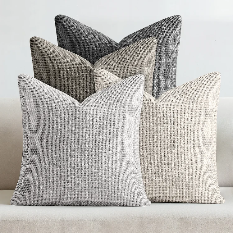 Sanmadrola Pillow Covers 18x18 Set of 4 Chenille Throw Pillow Cover with Elegant Design Soft and Luxurious Decorative Throw Pillows for Couch Bed and Home Decor