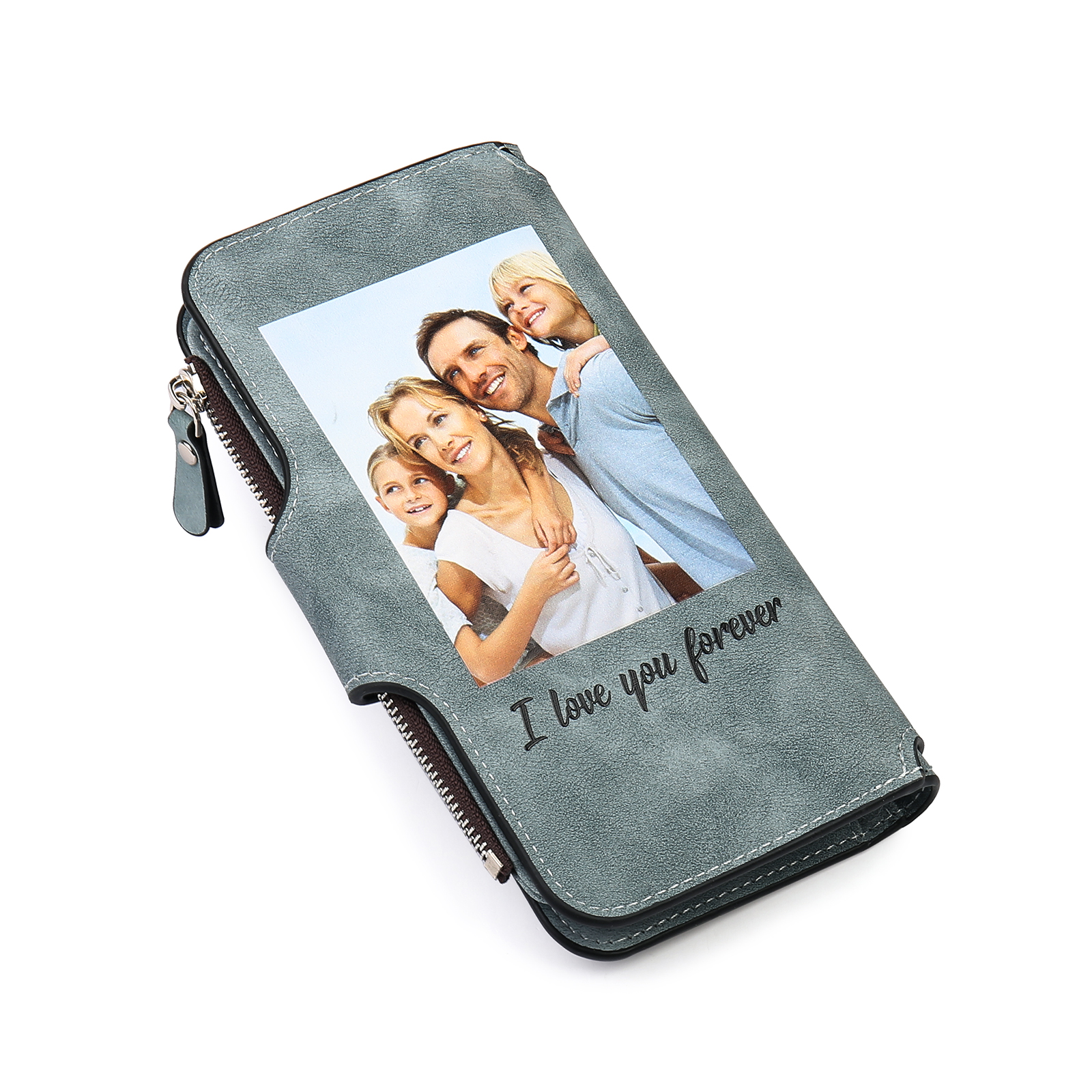 Portafoglio in PU pelle con 1 letetra & 1 testo & 1 nome & 1 foto personalizzati per mamma/nonna