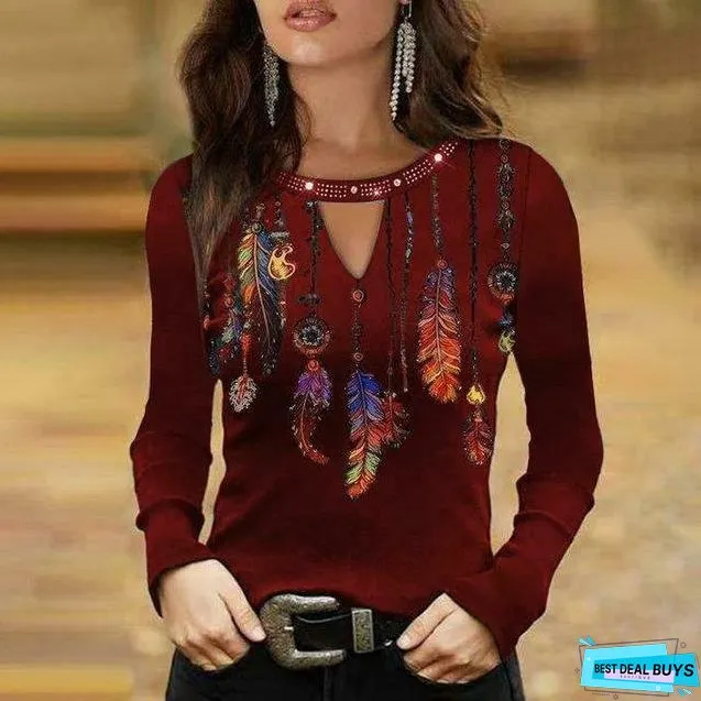 Sexy Feather Print Shirt