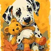 Framed Dalmatian Bear-Paint by Numbers Acrylic Painting 20*20CM With Color Box 3ML(12Colors)