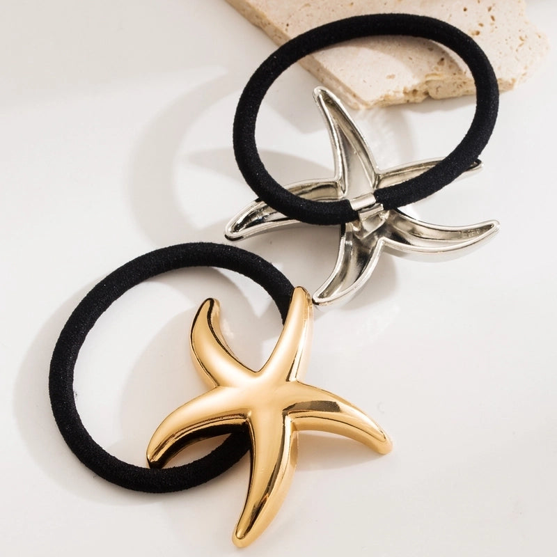 Women’s Elegant Classic Style Starfish Flower Alloy Plating Inlay Pearl Hair Tie