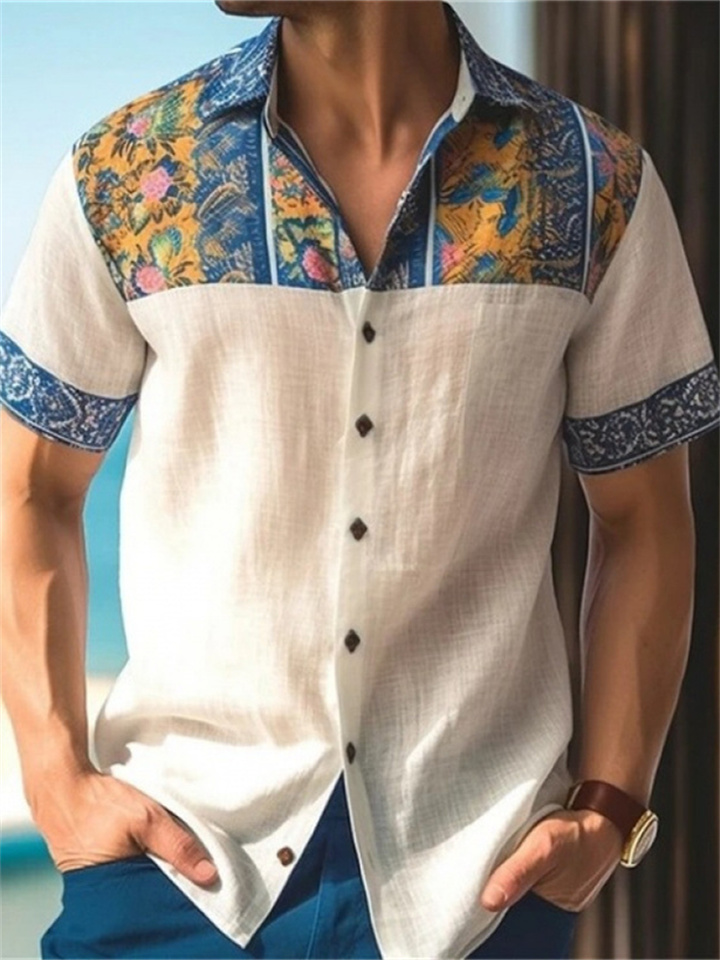 Summer New Men's Fashion Short-sleeved Shirt 3D Printing Loose Casual Shirt