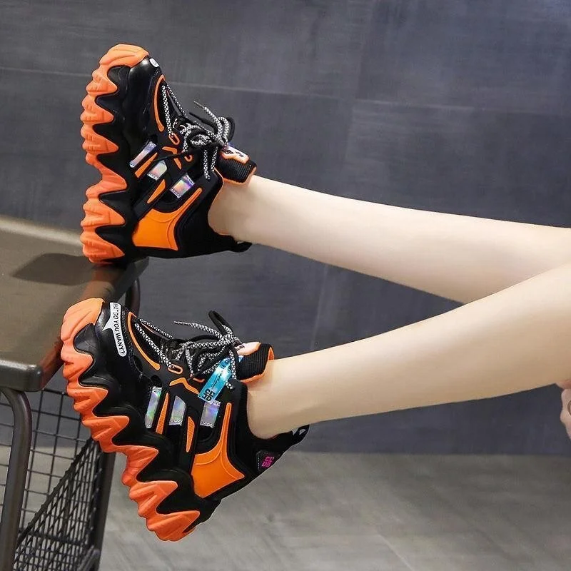 2021 Spring New Breathable Mesh Women Casual Shoes Fashion Comfortable Lace Platform Sneakers Women Vulcanized  Shoes Woman