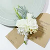 10PCS White Wedding Catering Bridal Groom Guests Corsage Boutonniere Wrist Artificial Flower Bouquets