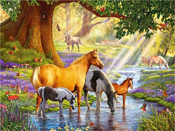 

Horses By The Stream – Paint By Numbers - 40*50CM, 501 Original
