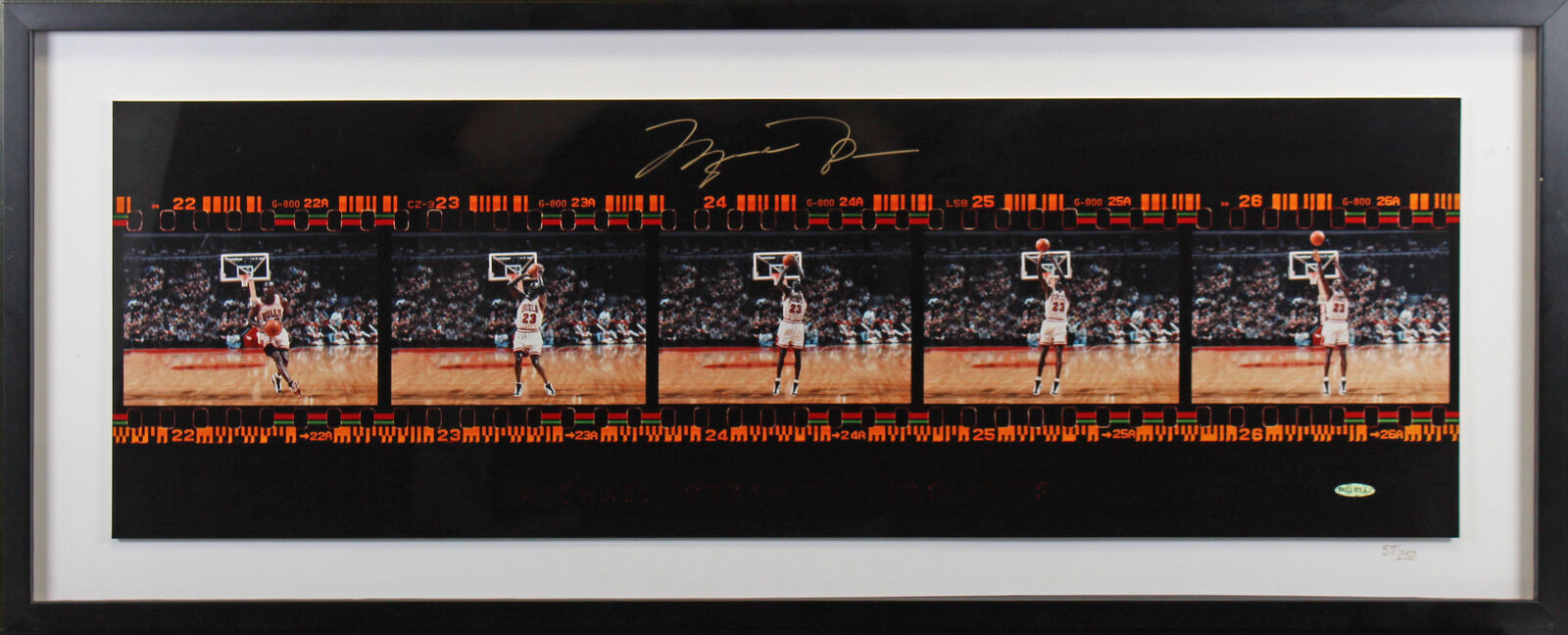 Bulls Michael Jordan Signed Framed 11.25x35 Film Strip Photo Poster painting LE #57/250 UDA