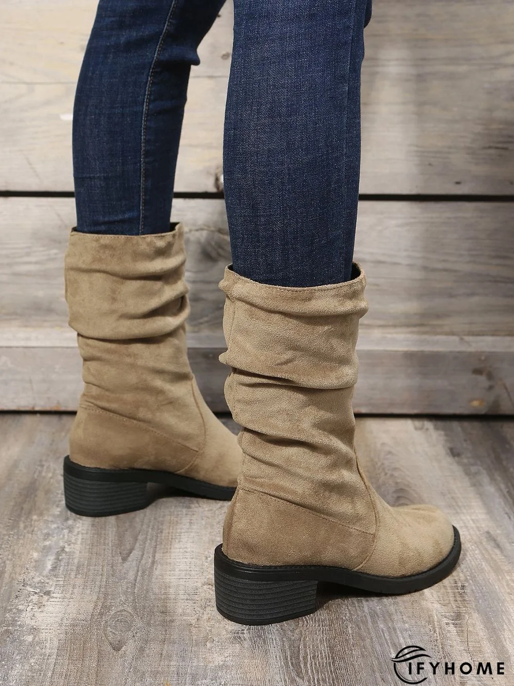 Faux Suede Slip On Slouchy Boots | IFYHOME