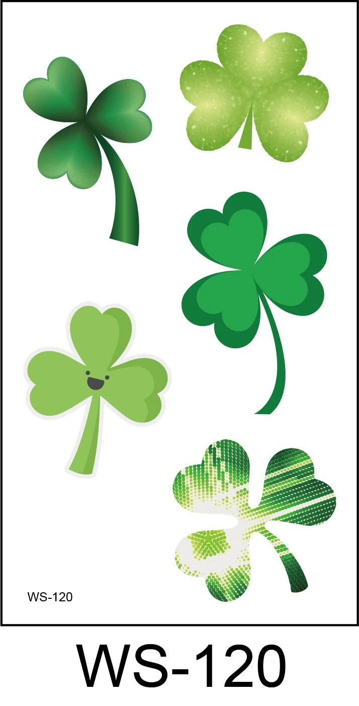 New cross-border waterproof sweat green hat clover face sticker European and American fashion temporary tattoo sticker