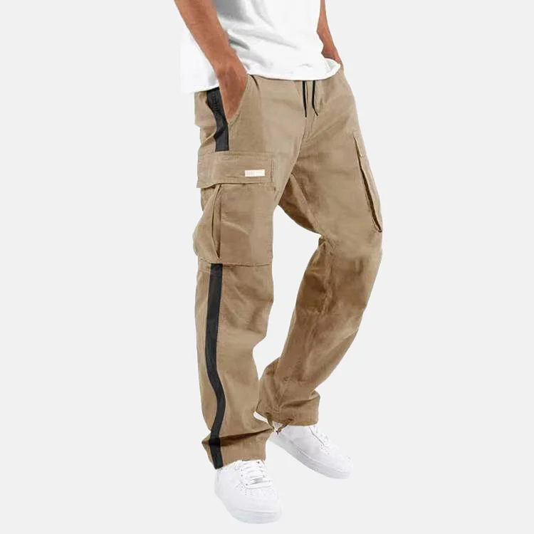 Men's Casual Utility Pockets Patchwork Drawstring Cargo Pants