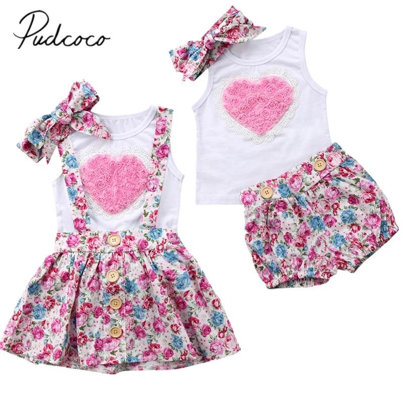 2018 Brand New Newborn Toddler Baby Kid Girl Sister Matching Cotton Clothes T-shirt Dress Pants Outfit 3D Flower Outfit 3Pcs Set