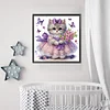 Petit chaton avec bouquet-partiel spécial diamant peinture-30*30cm