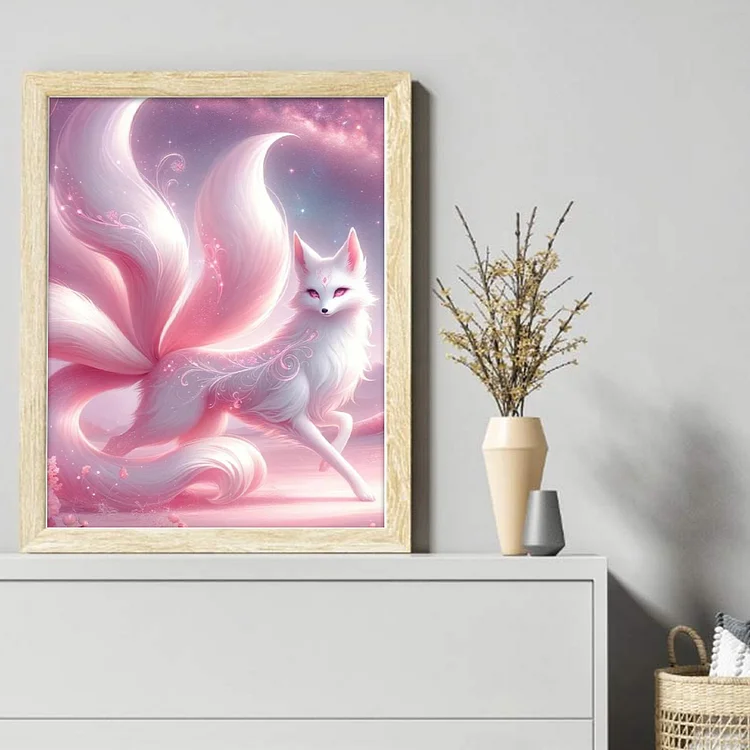 Pink Nine-Tailed Fox (40*50cm) 11CT Stamped Cross Stitch