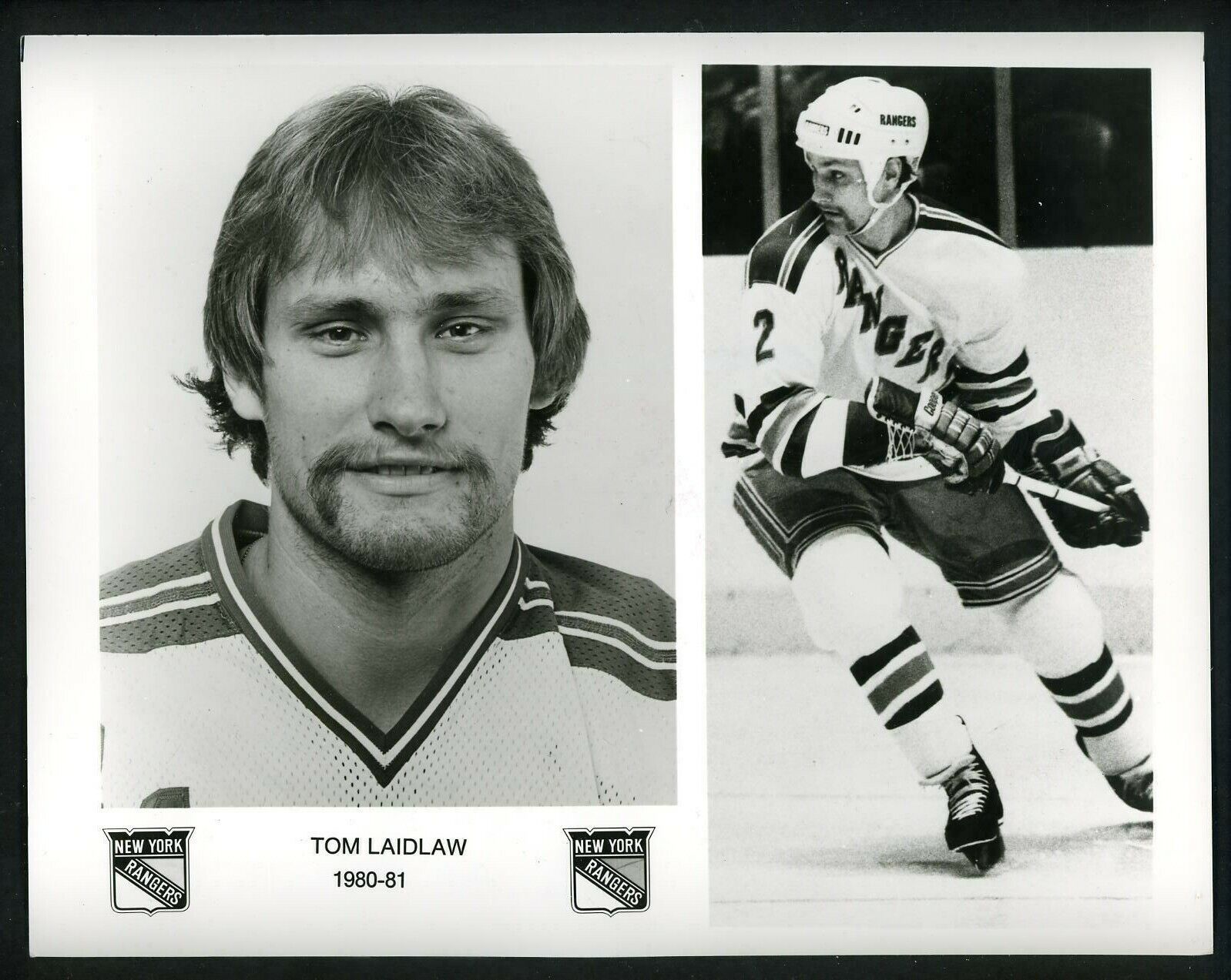 Tom Laidlaw New York Rangers team issued 1980 Press Photo Poster painting