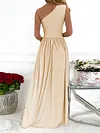 One-Shoulder Solid Color Maxi Dress