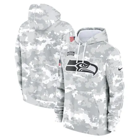 Youth Seattle Seahawks  White/Gray 2024 Salute To Service Pullover Hoodie