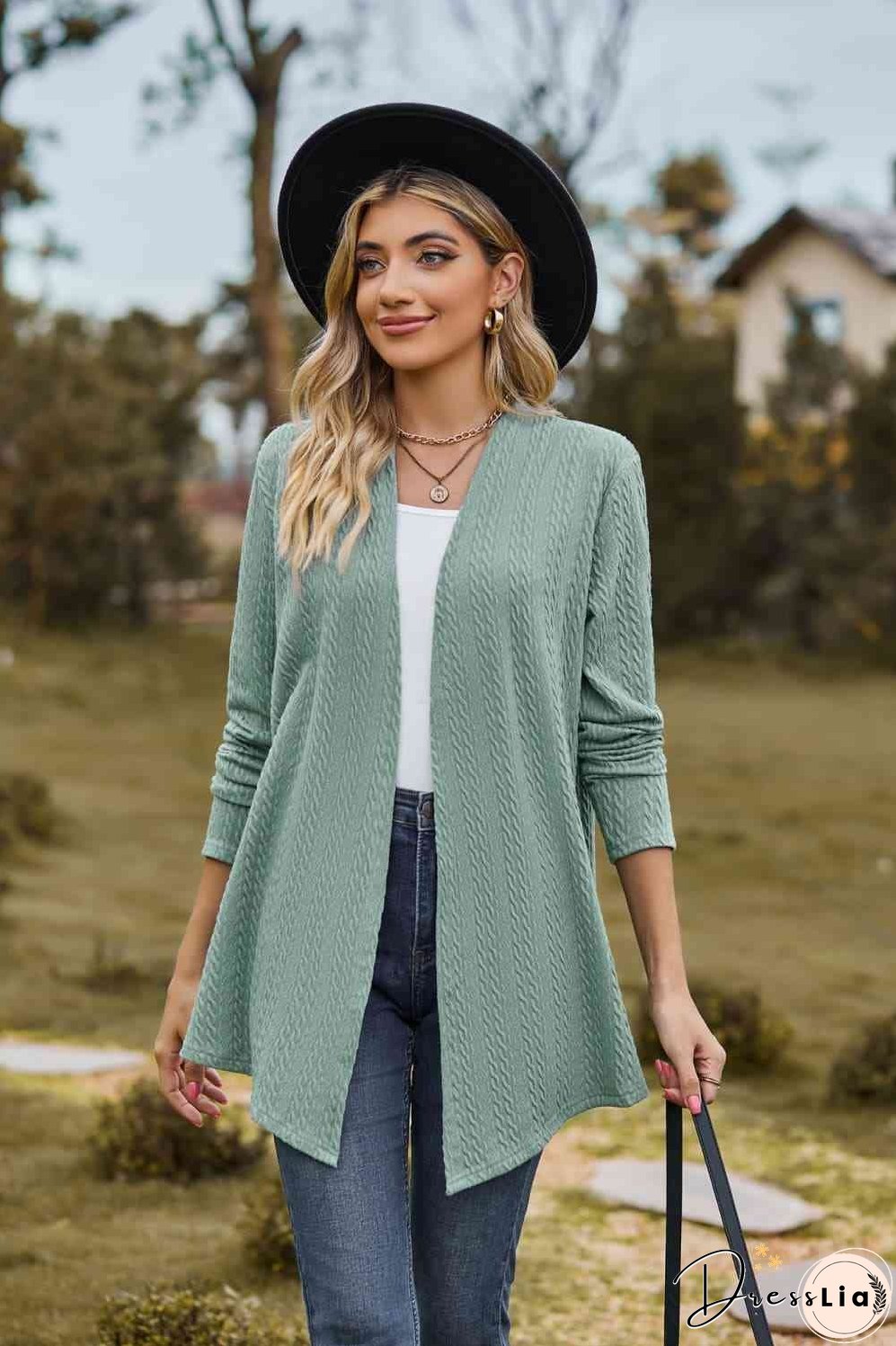 Open Front Long Sleeve Cardigan