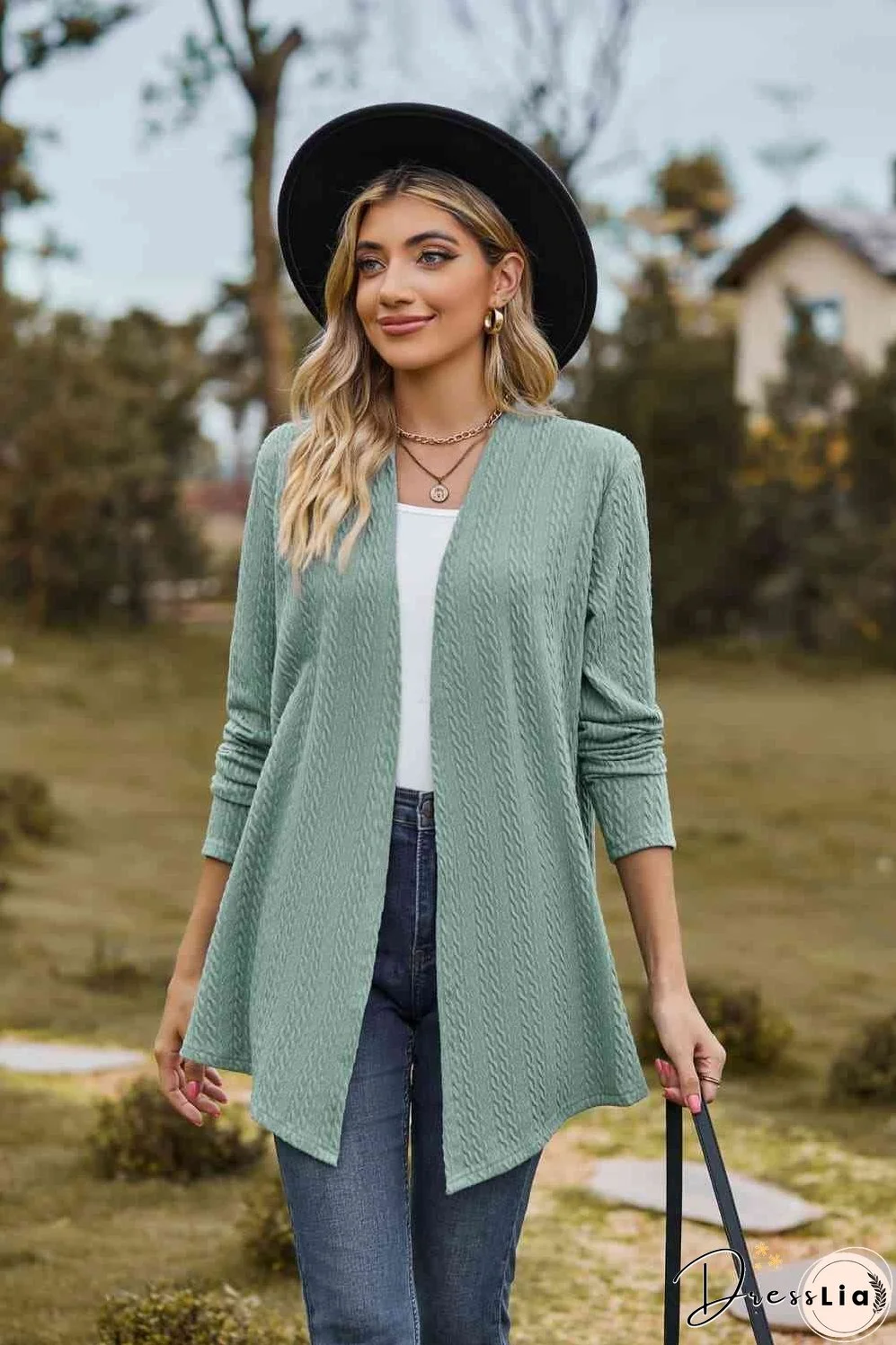 Open Front Long Sleeve Cardigan