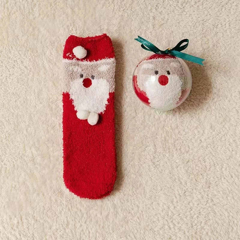 Women’s Minimalist Christmas Tree Santa Claus Snowman Cotton Jacquard Crew Socks
