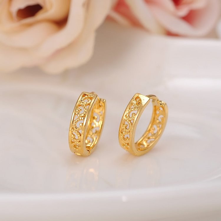 24k Cheapest Hoop Earring Girls Dubai Gold Jewellery Saudi Gold Jewelry Earring